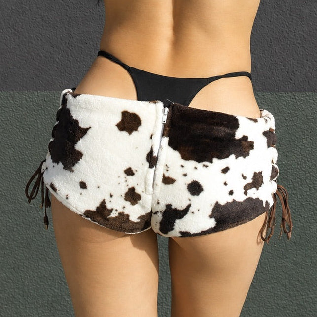 Cow Lace Up Shorts